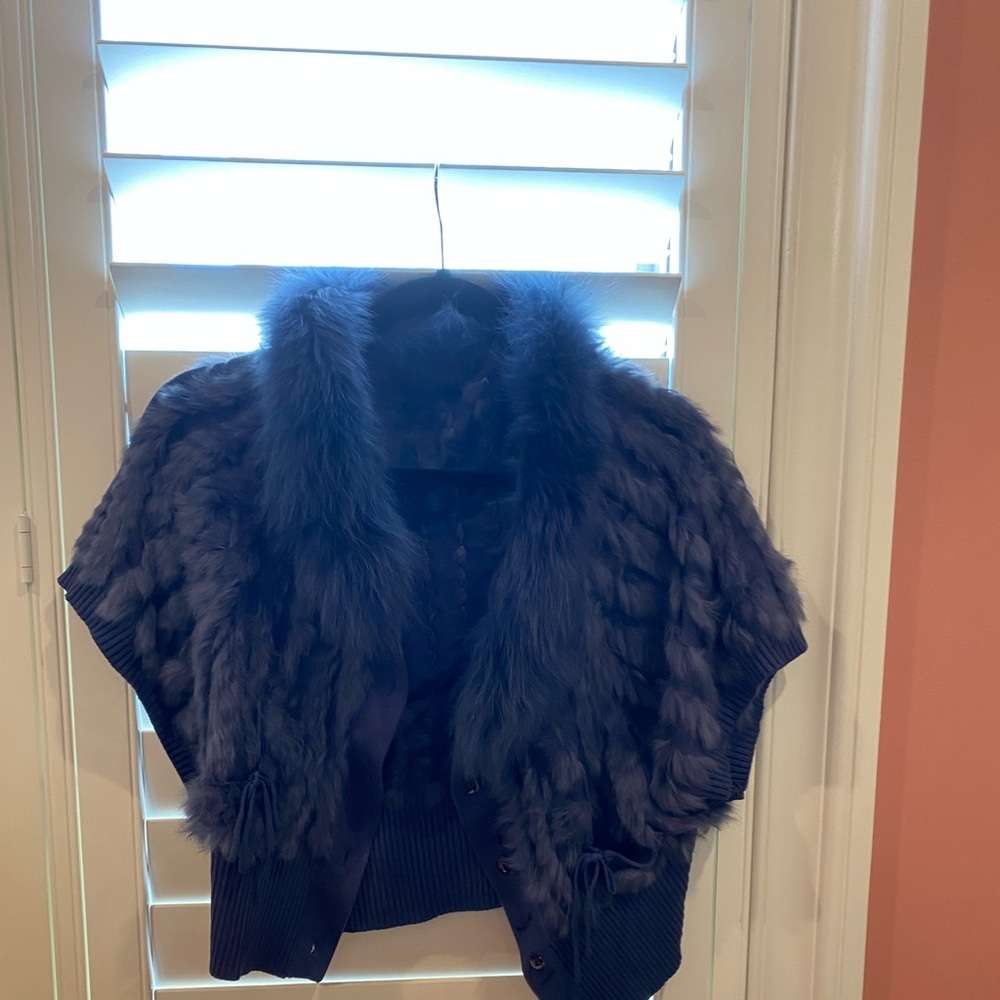Blue faux fur jacket